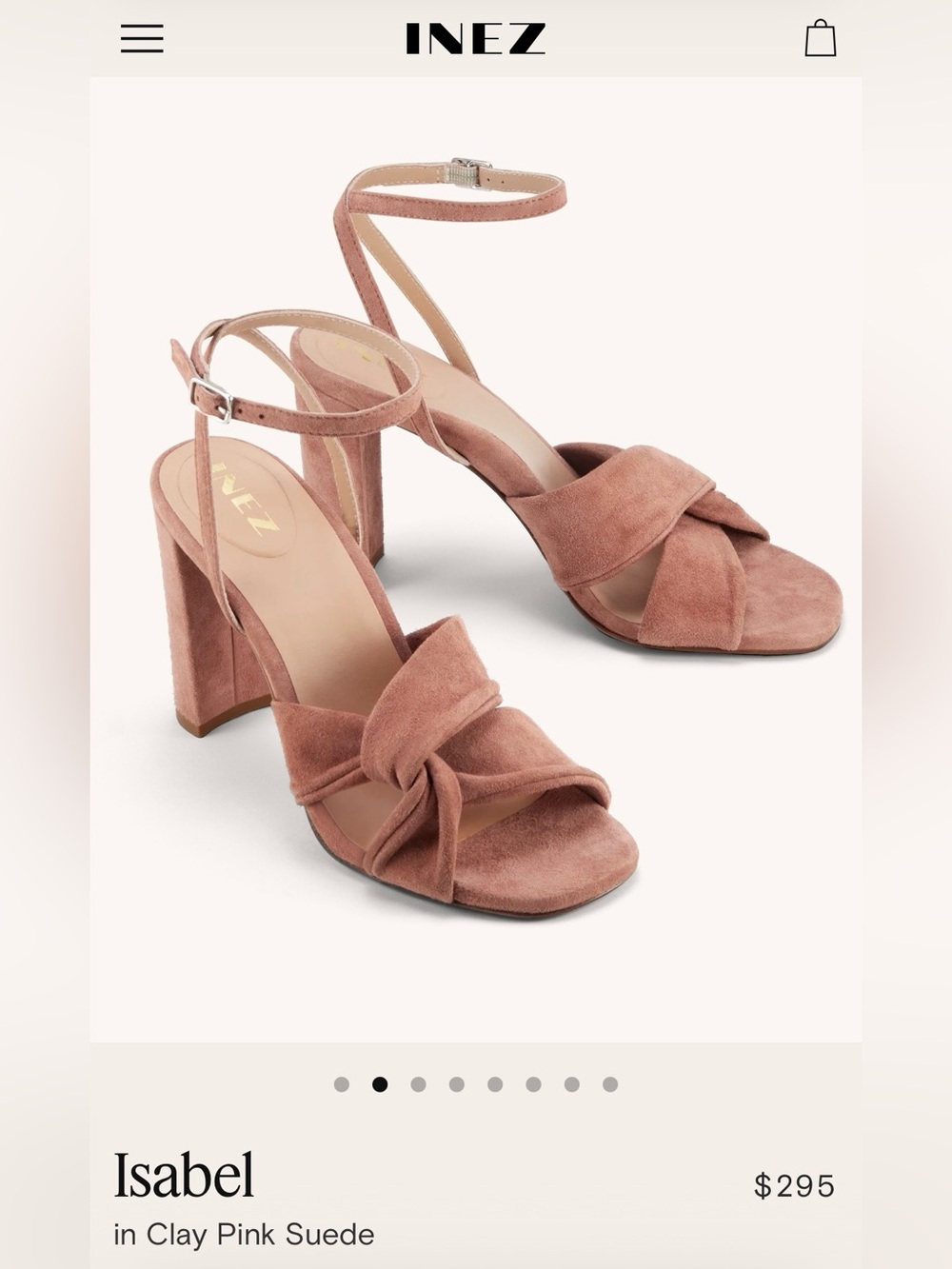Inez Isabel block heel sandals in pink suede